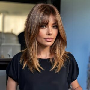 2025 SMILCO Hot Selling Fashion Wig for Ladies Brown Gradient Curly Hair Transparent Lace for Black Women-SM245