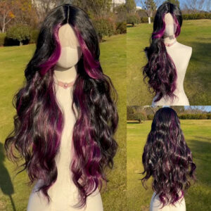 32 Inch Lace Black High Gloss Bodyway Hair T Part Lace Front Wig SM9212 Series