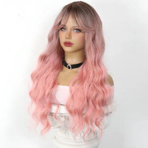 2024 New Arrival Long Body Wave Synthetic Curly Front Wigs Light Purple 26 Inches Stretched Premium Quality Dark Brown Swiss