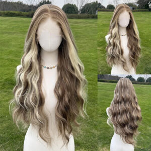 28-inch | Brown Blonde Mixed High-gloss Lace Front T Part SM9861 Series