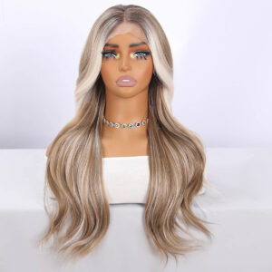 2025 Selling Smilco 26 Inch 13*3 Lace Brown Gradient Wavy Hair Ladies Daily Party Chemical Fiber Wig SM9897