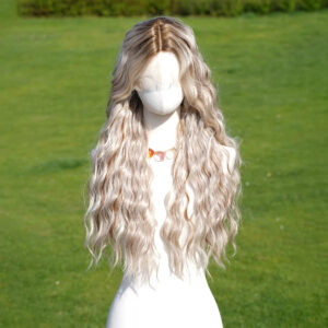 2025 Highlighted  Wig T-shaped Lace 26 Inch  Gold Gradient   Hair Wigs Indian Weave Weft Bundles Wigs SM9669