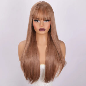 New Word   Brown Supple  air Liu Haichang Straight Hair Heat-resistant Imported  Wig Headgear. SM012