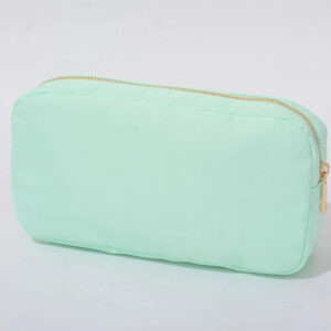 US Dispatch Zero Tariff Free Shipment Mint Medium Travel Cosmetic Bag for Women Wide-open Purse Solid Nylon Makeup Pouches