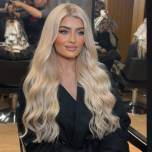 Elegant 26-inch Long Wavy Blonde Artificial Wig, Heat-resistant and High-temperature Synthetic Fiber, Rose Net Hat.SM5302