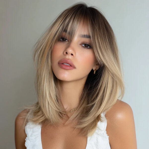 2025 Selling 20inch Girl Gold Gradient Brown Layered Wig Headdress High Temperature Silk Wig Female SM245