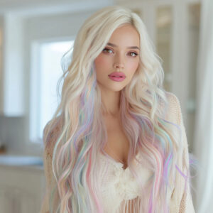 2025 Fashion New Platinum Highlights Color Long Wig Daily & Party Multi-scene Application. SM9670