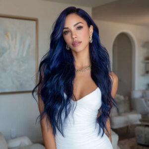 2025 Drop-shipping Lace Wigs Gradient Fantasy Blue-purple Long Curly Hair Headgear Before Lace Wig SM9119