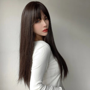 Hot Selling SMILCO Explosions Fashion Wig Female qi Liu Haicha Black Long Straight Hair High Temperature Silk Headgear