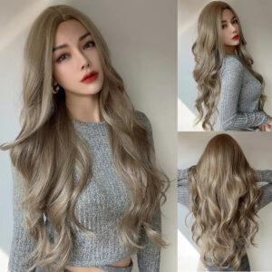 Hot Selling SMILCO Popular Fashion Wig Europe and America Beige  High Temperature Silk Wig for Black Women 	SM7401