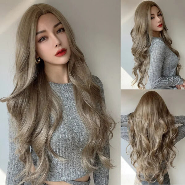 Hot Selling SMILCO Popular Fashion Wig Europe and America Beige  High Temperature Silk Wig for Black Women 	SM7401