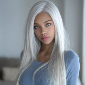 New Word Lace 28-inch Gray Long Straight Hair with Soft Natural Chemical Fiber Wig Headgear. SM014