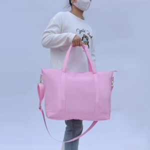 Keymay USA Warehouse Free Shipping High Quality Gold Zipper Candy Color Women Large Tote Bag Girls Travel Bag Beach Nylon Tote