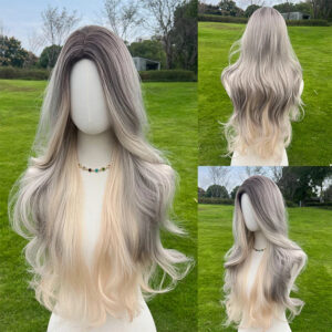 2025 Fashion New 28-inch Gray Highlights Ladies Wig-hair Tail Micro-volume Natural Bangs SM1622