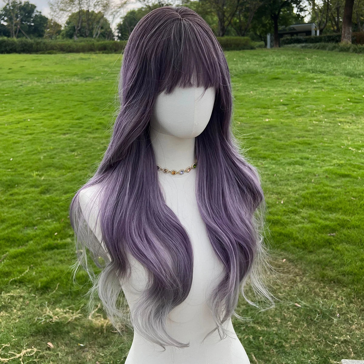 2025 Purple Gradient Bodywave Ripple Wig Hair Blend Wigs Luxury Synthetic Wigs for Women SM6163