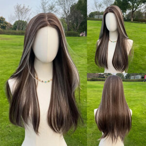 Smilco Ash Blonde Fashion Straight Wig-small Lace Front 26 Inches SM1663