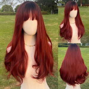 2025 Hot Selling SMILCO Popular Fashion Wig Wine Red  Synthetic Women Wigs for White Women 	SM368